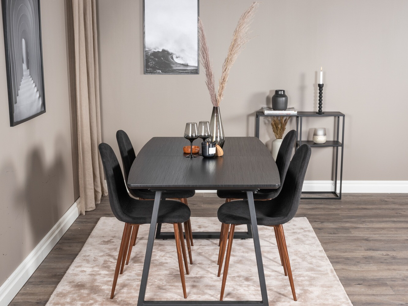 Обеденный гарнитур Dallas 1983 (Чёрный + Грецкий орех)