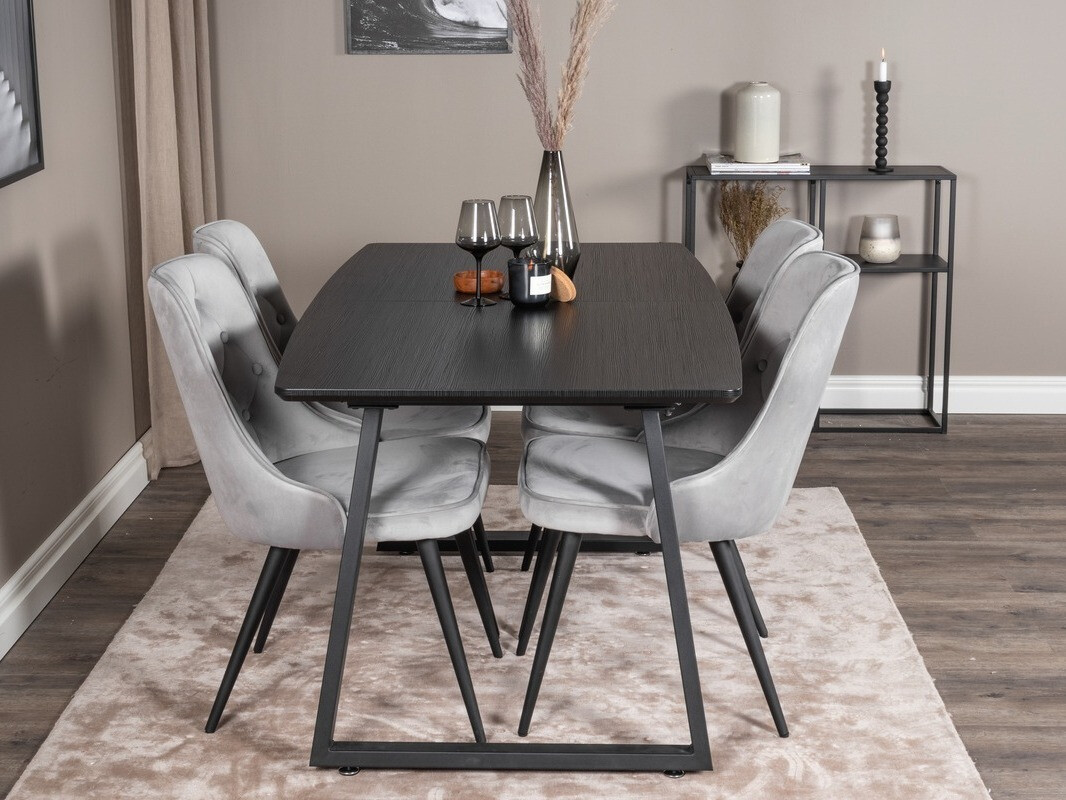 Обеденный гарнитур Dallas 1993 (Чёрный + Светло-серый)