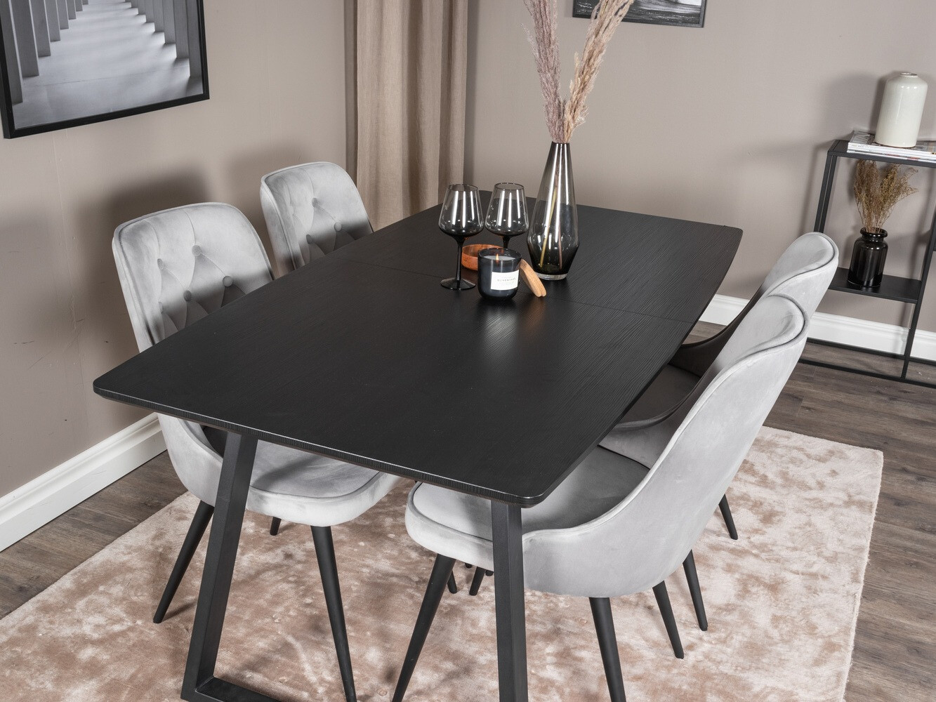 Обеденный гарнитур Dallas 1993 (Чёрный + Светло-серый)