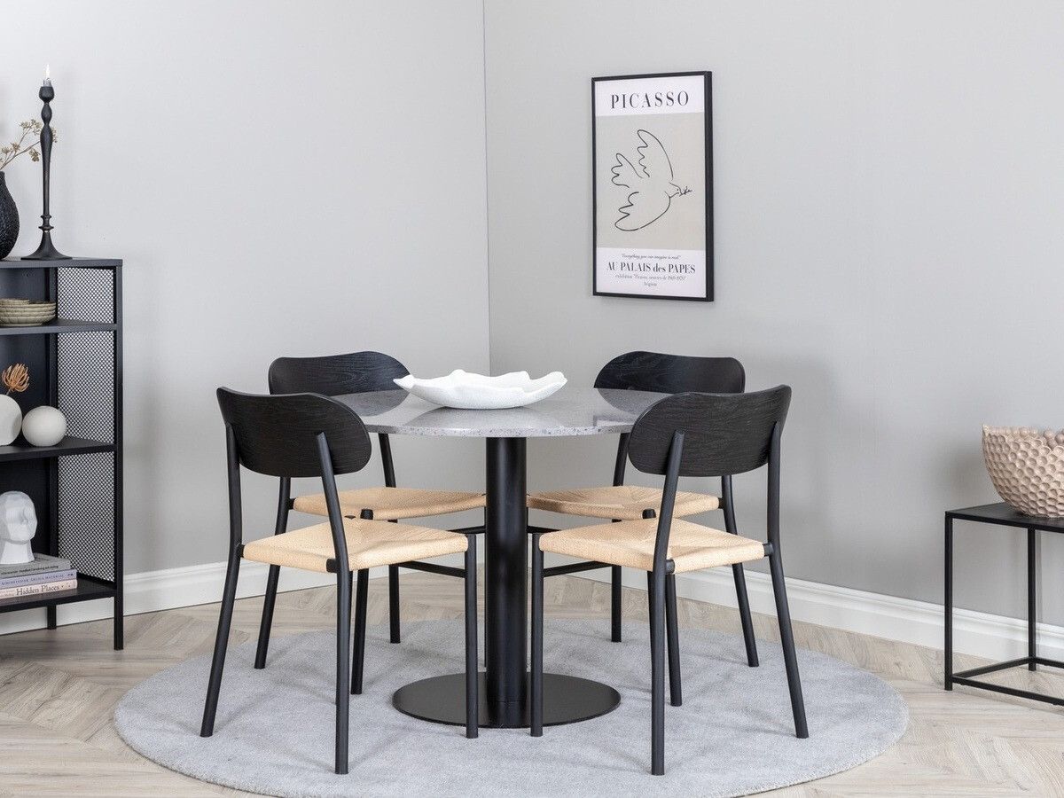 Ēdamistabas komplekts Dallas 1137 (Gaišs koks + Melns)