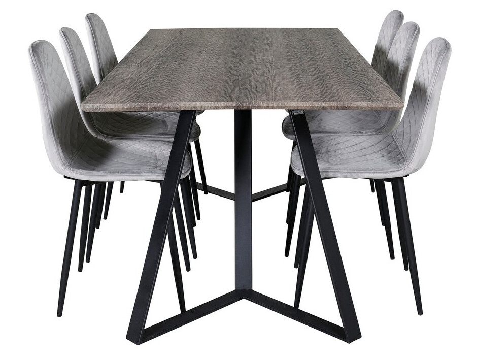 Ēdamistabas komplekts Dallas 1357 (Pelēks + Melns)