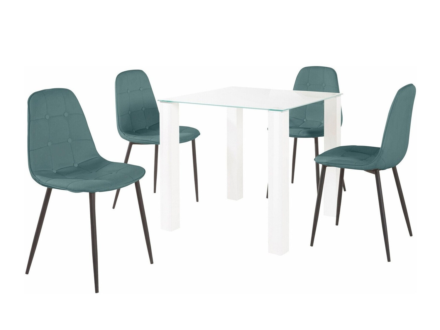 Обеденный гарнитур Denton 266 (Белый + Бирюзовый + Чёрный)