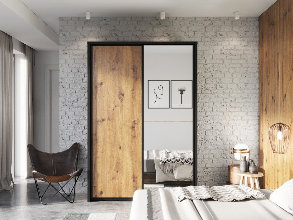 Skapis Fresno 122 (Artisan ozols + Melns)