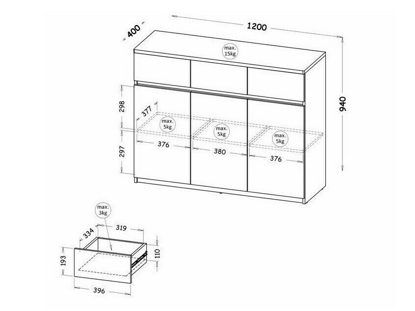 Kомод Evaropha 105 (Белый)