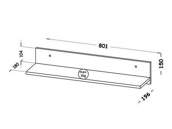Piekarams plaukts Evaropha 107 (Balts)