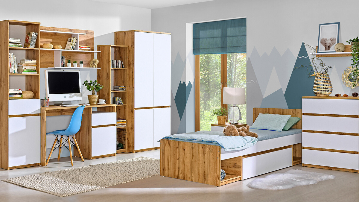 Стеллаж Evaropha 110 (Дуб вотан + Белый)