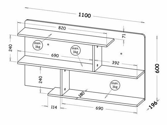 Настенная полка Evaropha 111 (Дуб вотан + Белый)