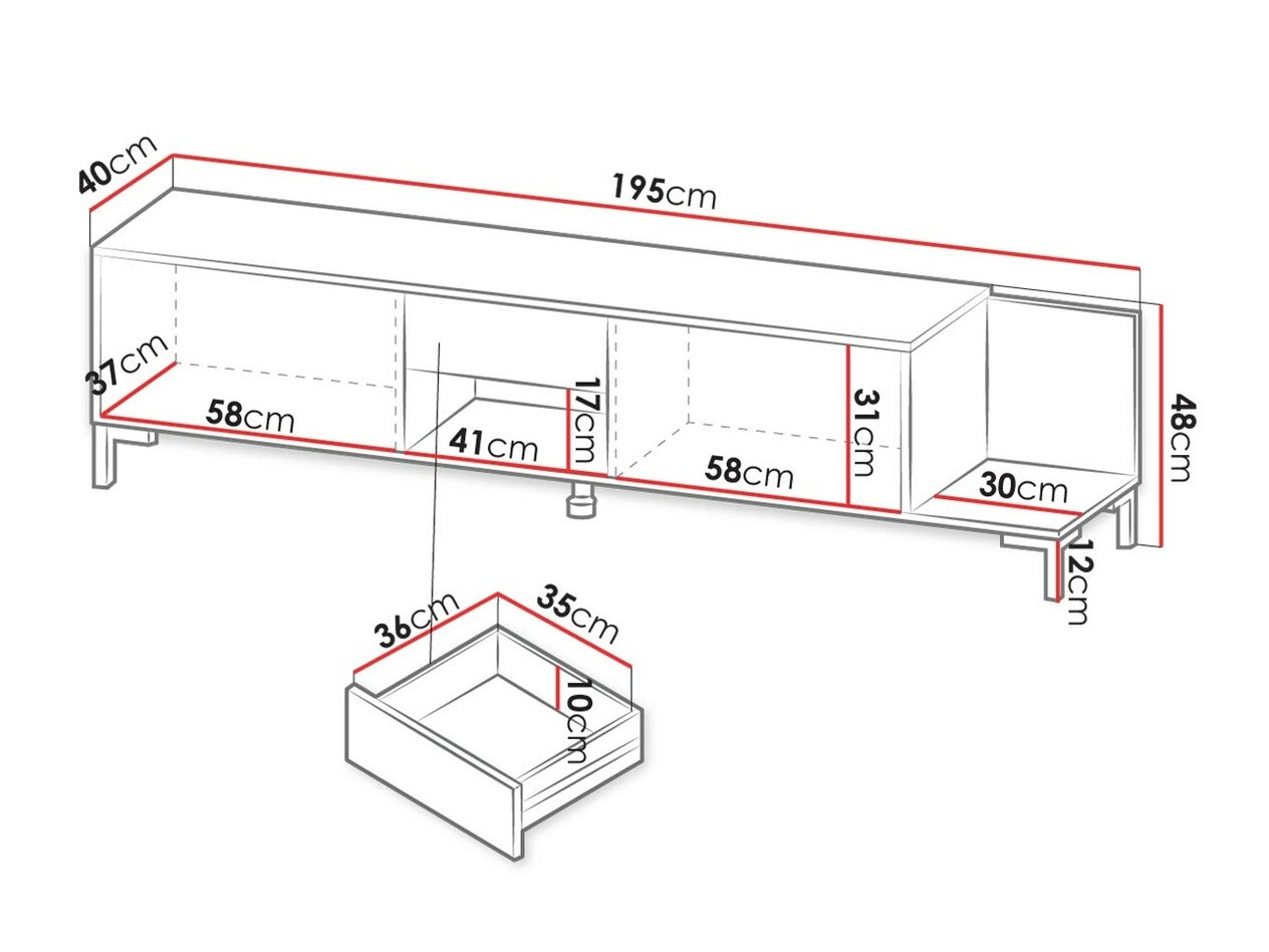 TV galds Charlotte 157 (Melns + Melnais marmors)