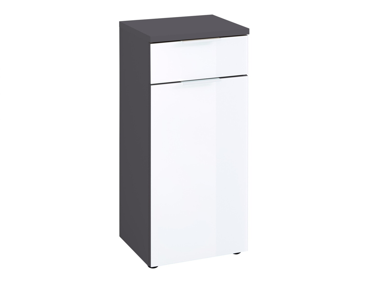 Stāvošs vannas skapītis Levciro 101 (Glancēts balts + Grafīts)