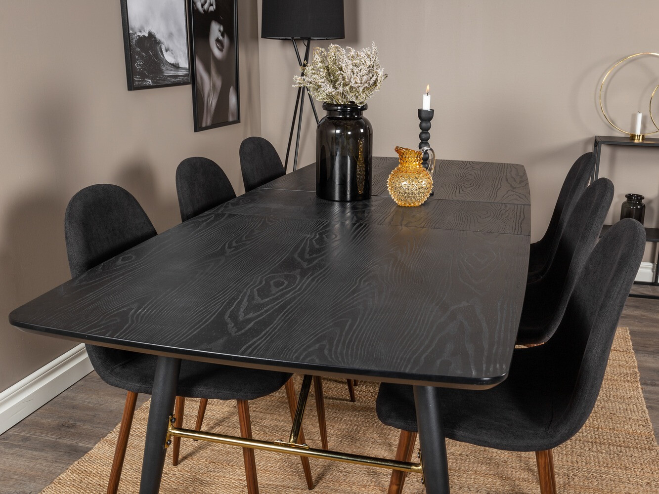 Ēdamistabas komplekts Dallas 1443 (Melns + Rieksts)