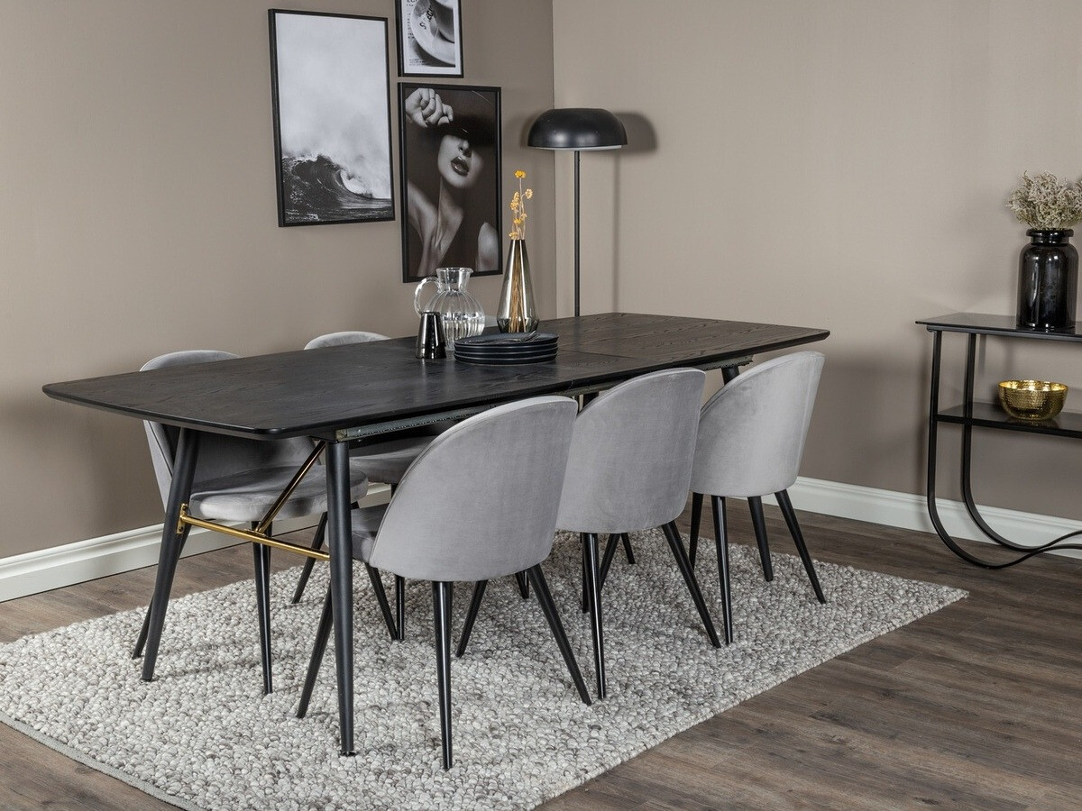 Ēdamistabas komplekts Dallas 1449 (Gaiši pelēks + Melns)