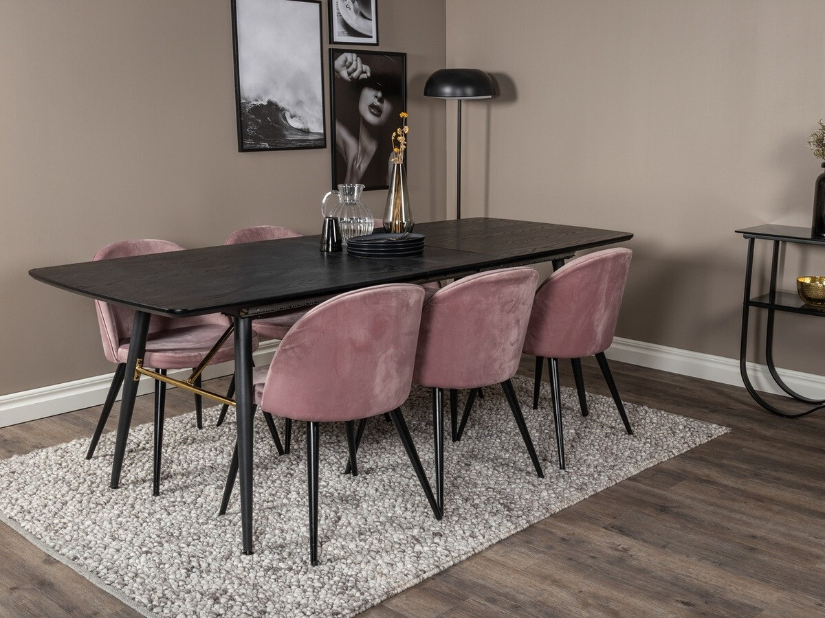 Ēdamistabas komplekts Dallas 1449 (Tumši rozā + Melns)