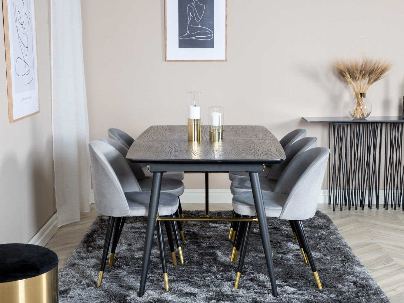 Ēdamistabas komplekts Dallas 1451 (Gaiši pelēks + Melns)