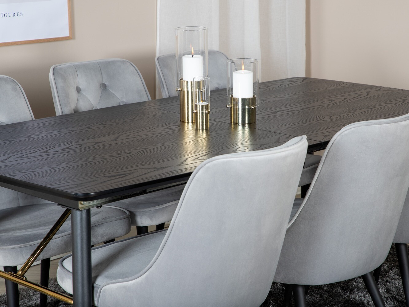 Ēdamistabas komplekts Dallas 1453 (Gaiši pelēks + Melns)