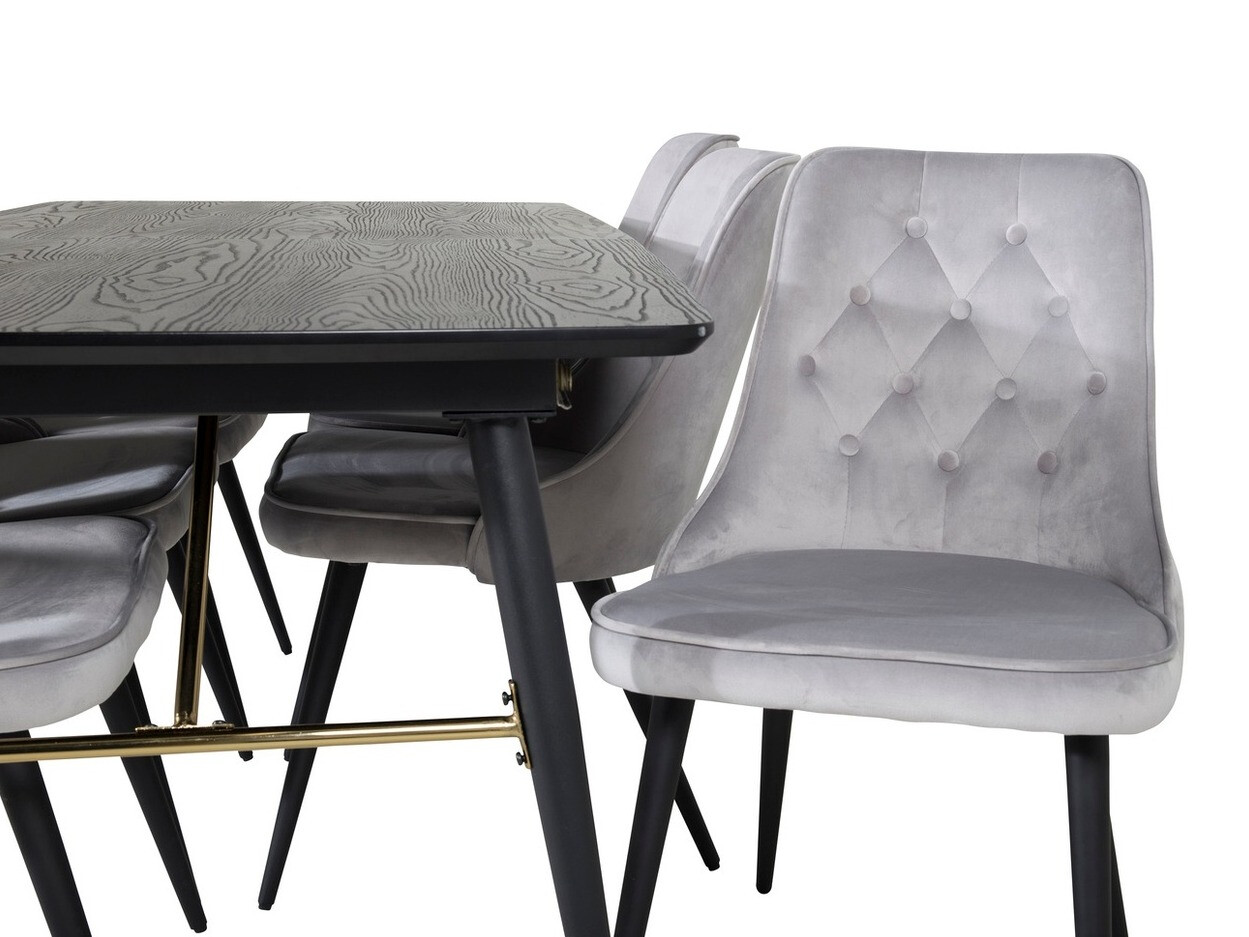 Ēdamistabas komplekts Dallas 1453 (Gaiši pelēks + Melns)