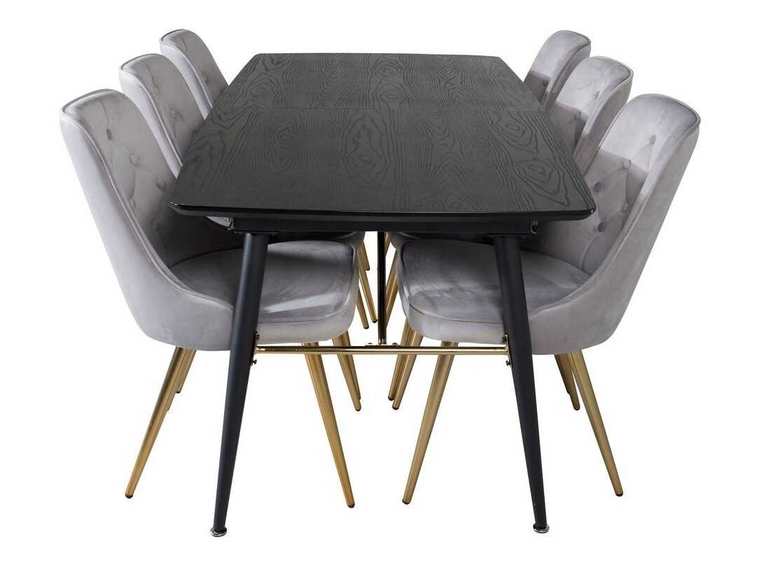 Ēdamistabas komplekts Dallas 1453 (Gaiši pelēks + zelta)