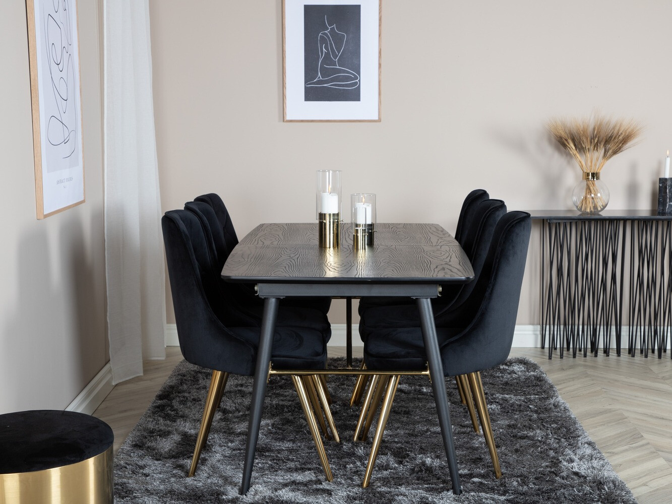 Ēdamistabas komplekts Dallas 1453 (Melns + zelta)