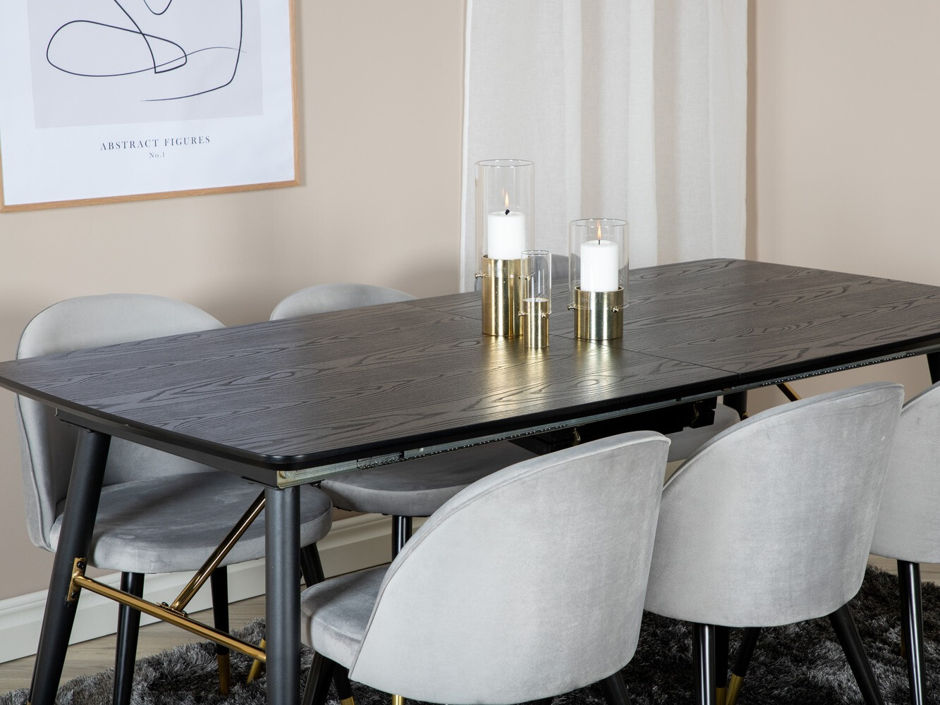 Обеденный гарнитур Dallas 1451 (Светло-серый + Чёрный)