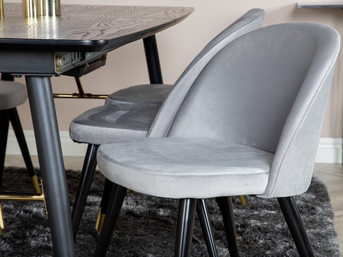 Обеденный гарнитур Dallas 1451 (Светло-серый + Чёрный)