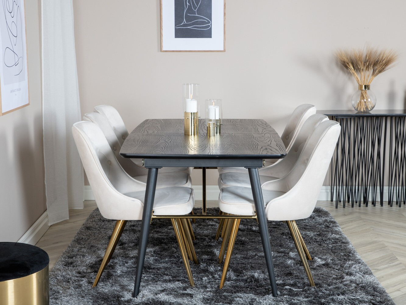 Обеденный гарнитур Dallas 1453 (Бежевый + золотой)