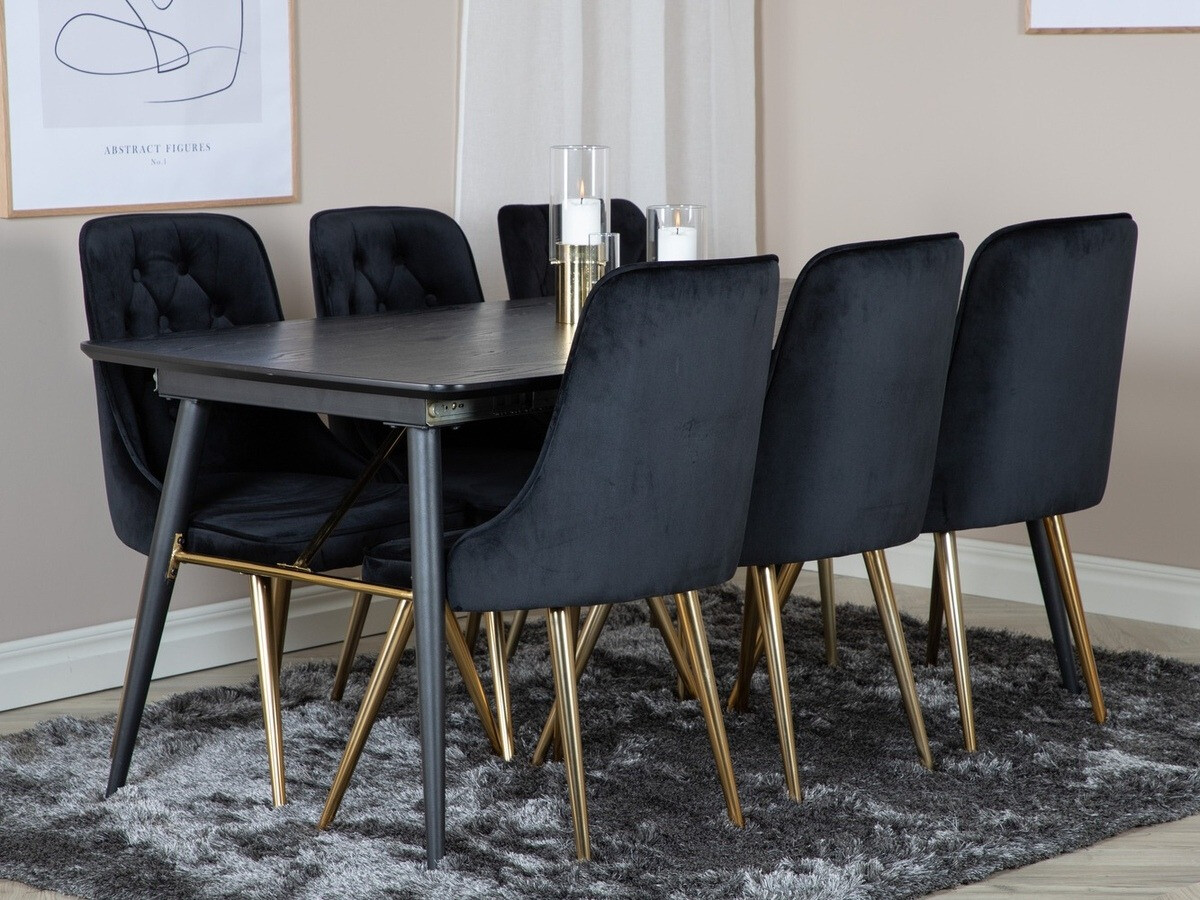 Обеденный гарнитур Dallas 1453 (Чёрный + золотой)