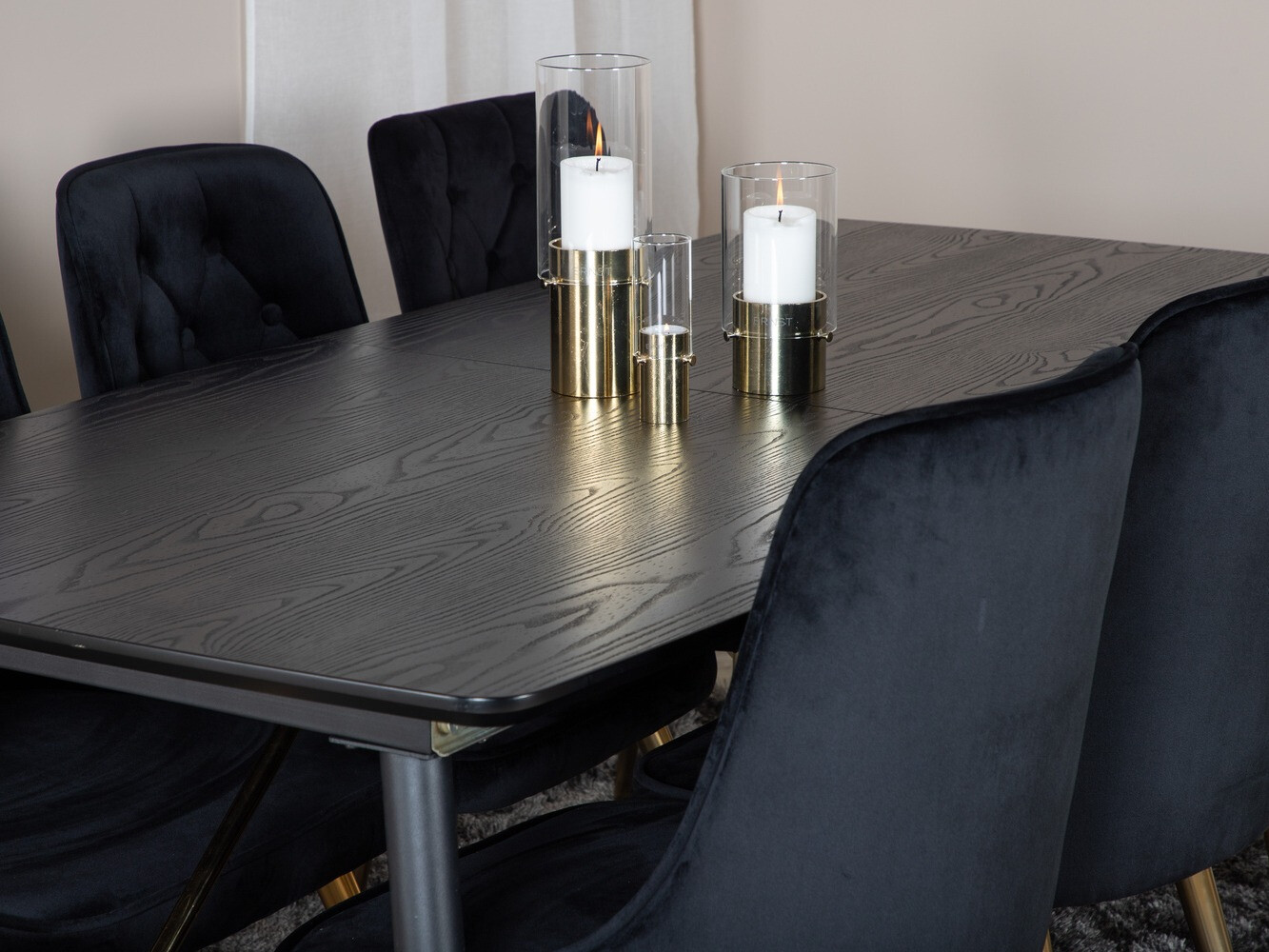 Обеденный гарнитур Dallas 1453 (Чёрный + золотой)