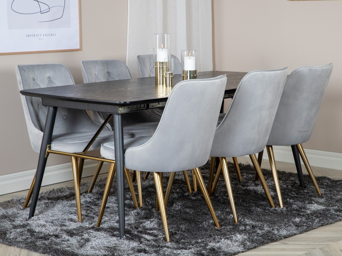 Обеденный гарнитур Dallas 1453 (Светло-серый + золотой)