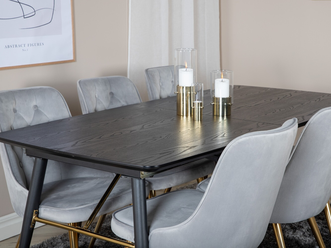 Обеденный гарнитур Dallas 1453 (Светло-серый + золотой)
