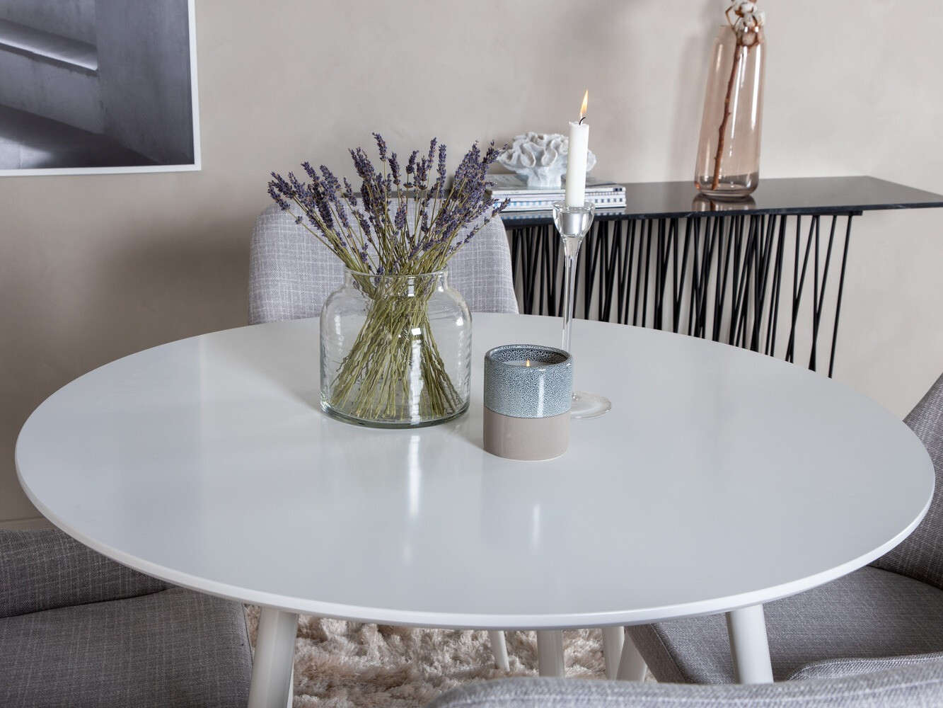 Ēdamistabas komplekts Dallas 1533 (Gaiši pelēks + Balts)