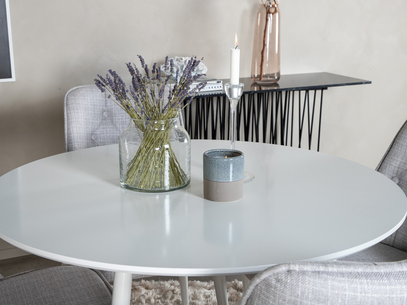 Ēdamistabas komplekts Dallas 1535 (Pelēks + Balts)