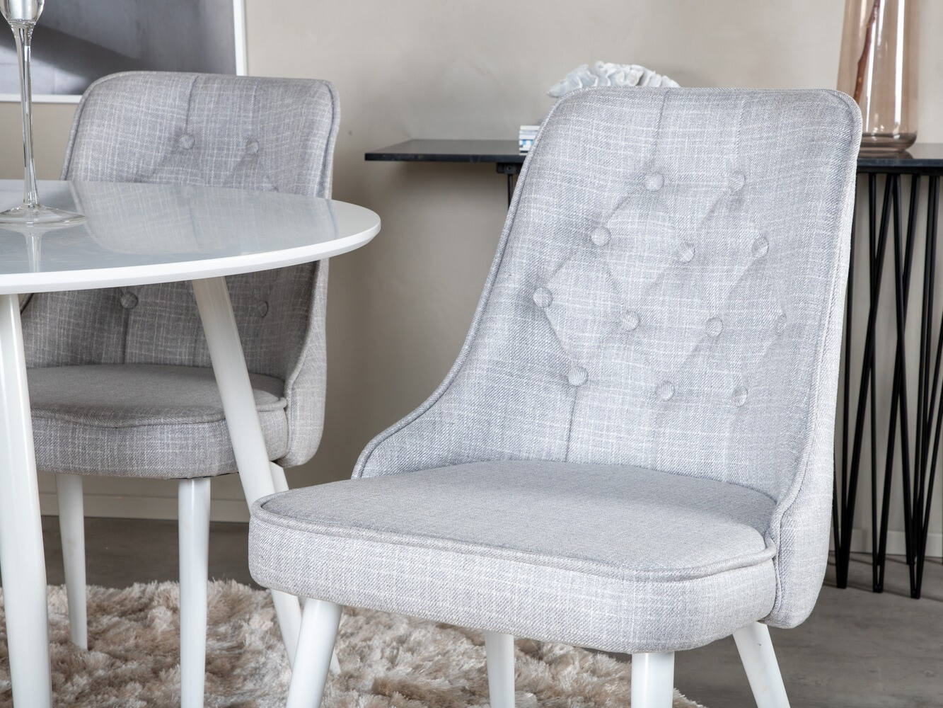 Ēdamistabas komplekts Dallas 1535 (Pelēks + Balts)