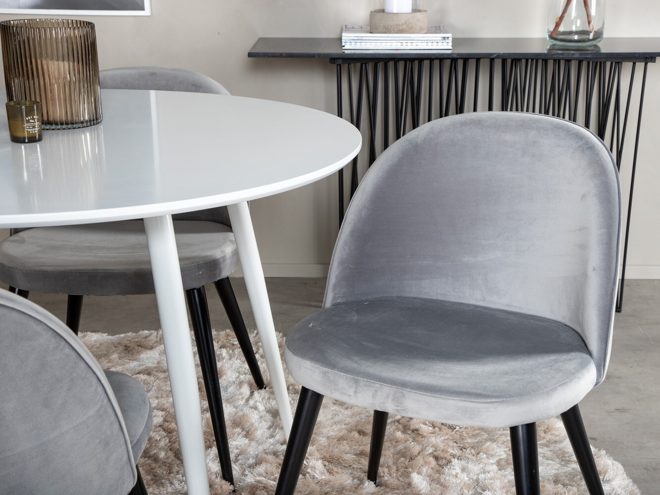 Ēdamistabas komplekts Dallas 1536 (Gaiši pelēks + Melns)