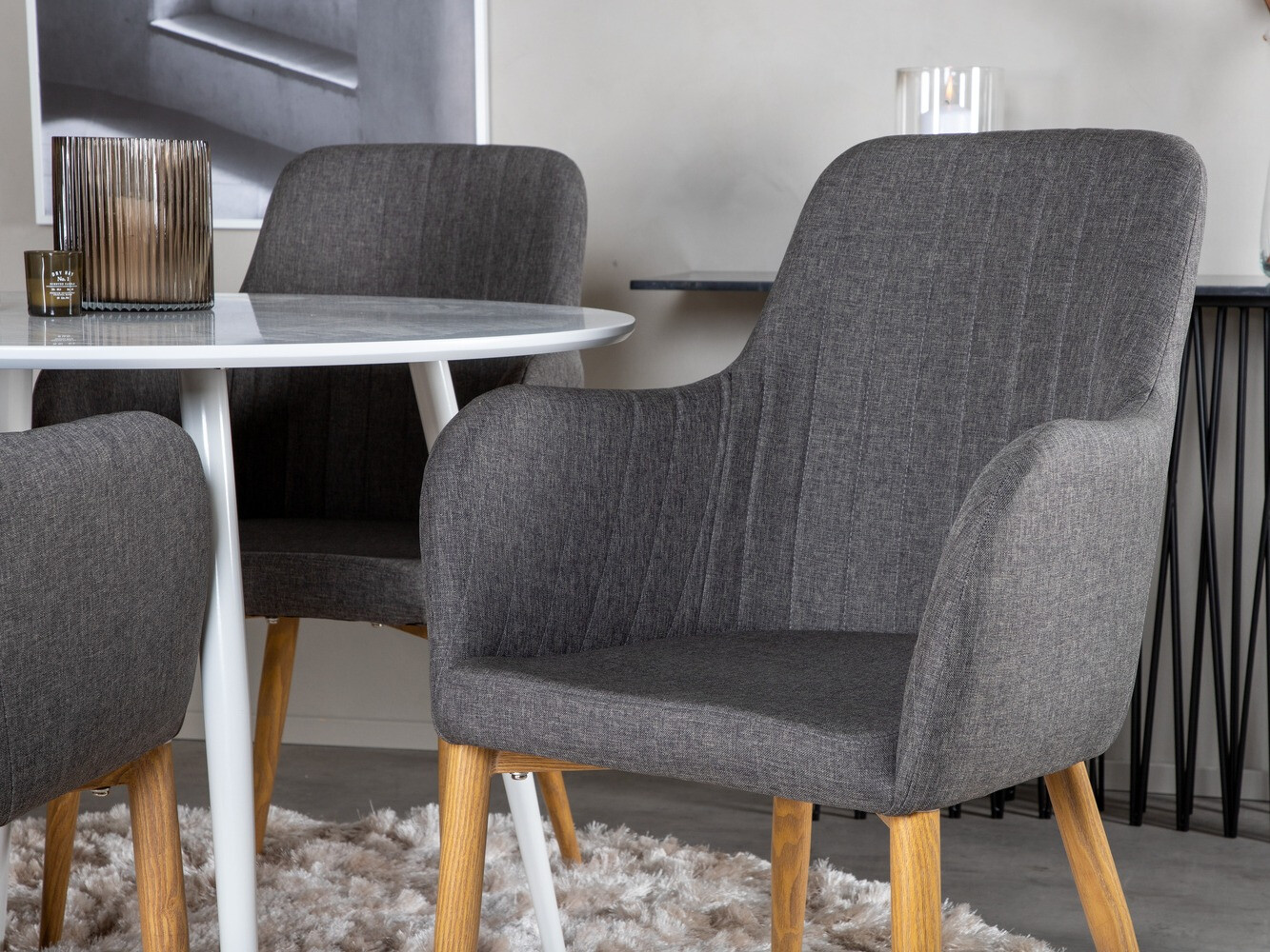 Ēdamistabas komplekts Dallas 1544 (Tumši pelēks + Ozols)