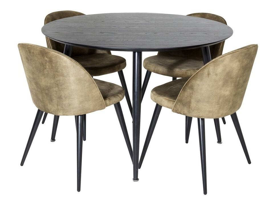 Ēdamistabas komplekts Dallas 1559 (Putekļaini zaļa + Melns)