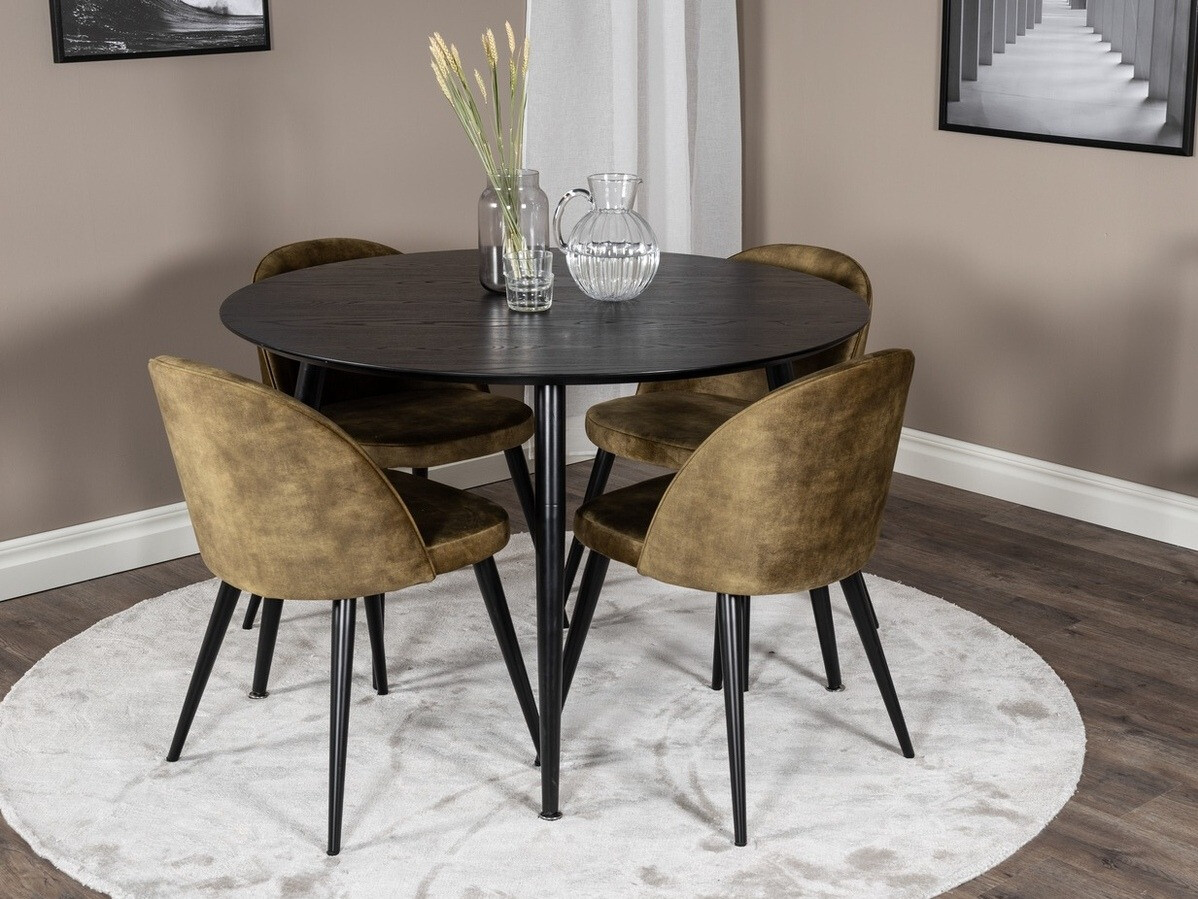 Ēdamistabas komplekts Dallas 1559 (Putekļaini zaļa + Melns)