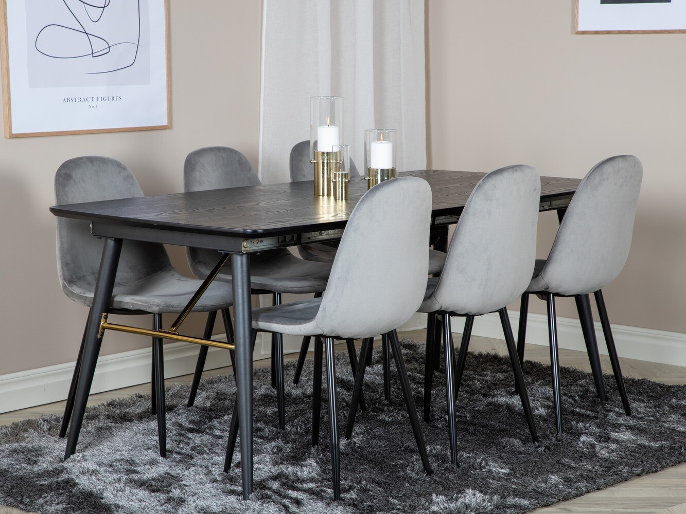 Ēdamistabas komplekts Dallas 1580 (Pelēks + Melns)