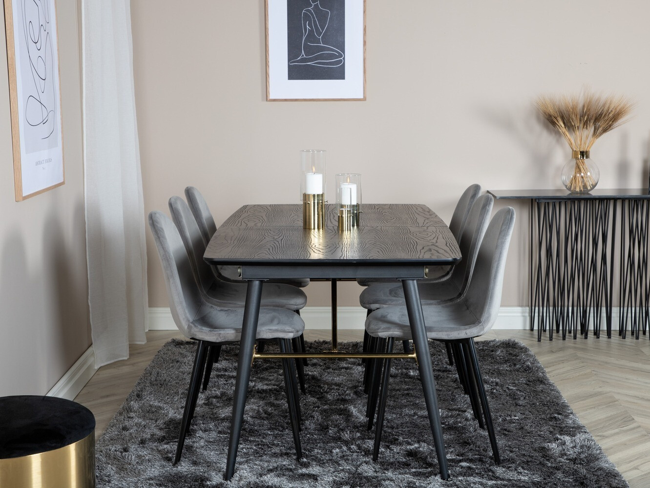 Ēdamistabas komplekts Dallas 1580 (Pelēks + Melns)