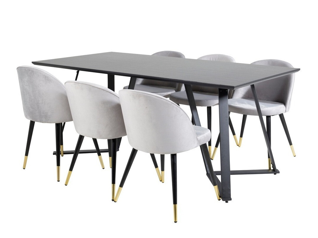 Ēdamistabas komplekts Dallas 1583 (Pelēks + Melns)