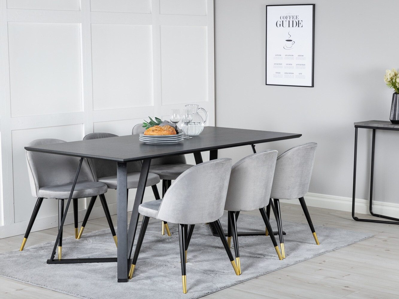 Ēdamistabas komplekts Dallas 1583 (Pelēks + Melns)