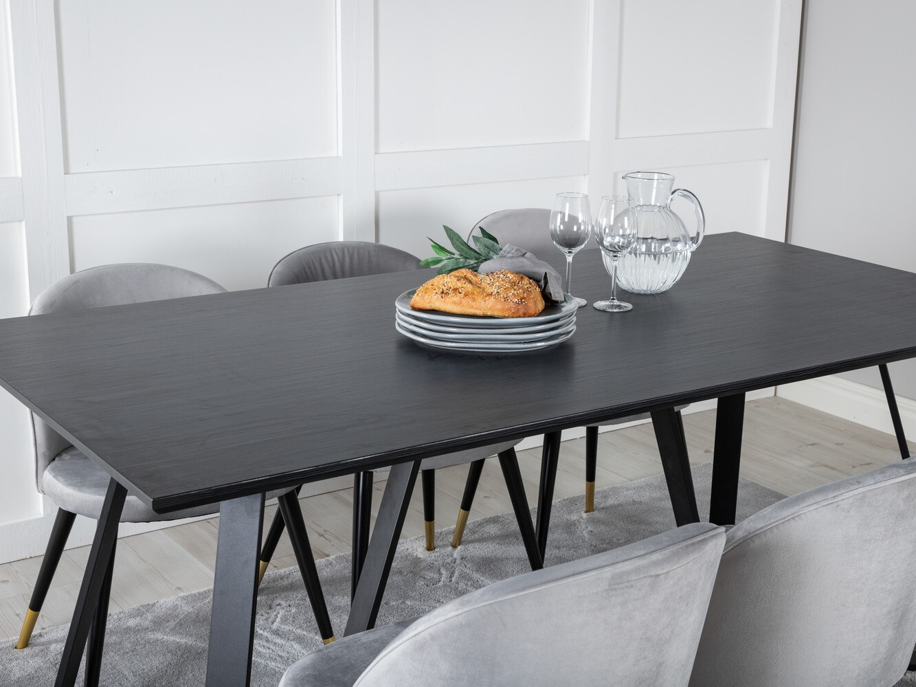 Ēdamistabas komplekts Dallas 1583 (Pelēks + Melns)