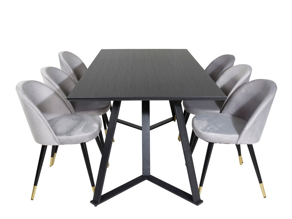 Ēdamistabas komplekts Dallas 1583 (Pelēks + Melns)