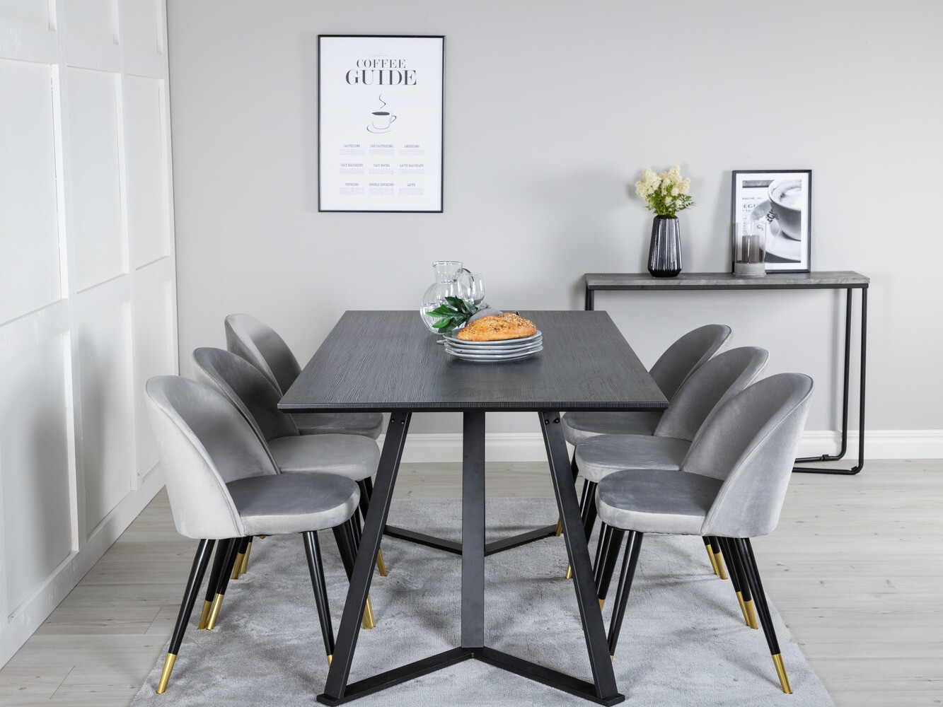 Обеденный гарнитур Dallas 1583 (Серый + Чёрный)