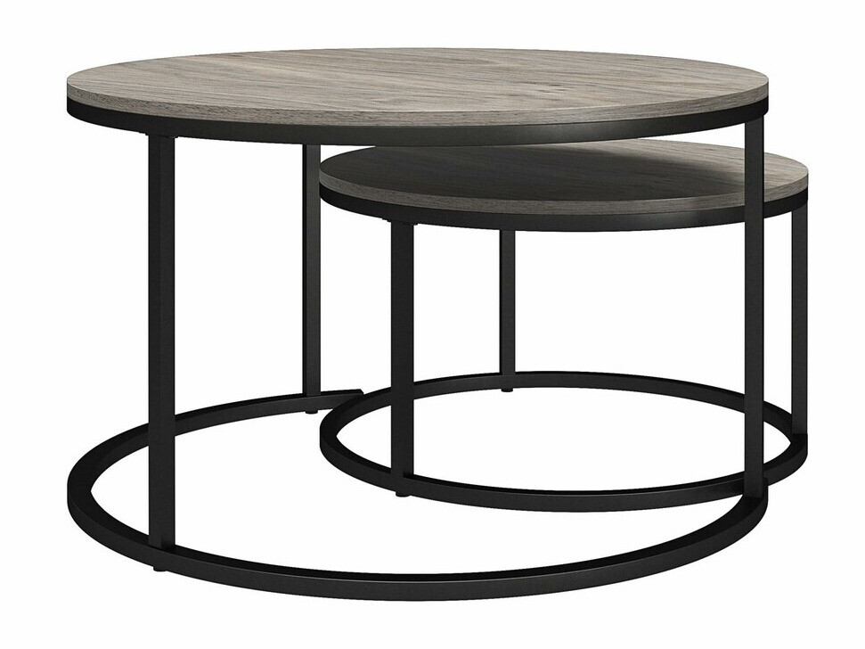 Žurnālu galdiņu komplekts Tulsa 234 (Pelēks ozols + Melns)