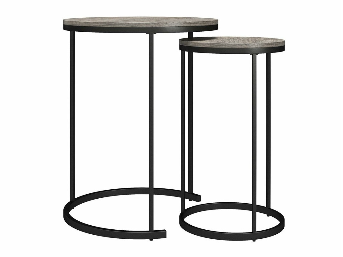 Žurnālu galdiņu komplekts Tulsa 234 (Pelēks ozols + Melns)