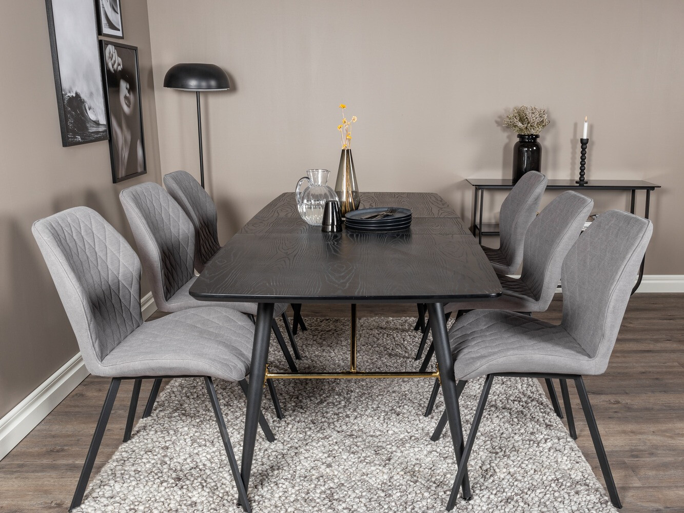 Ēdamistabas komplekts Dallas 1647 (Pelēks + Melns)
