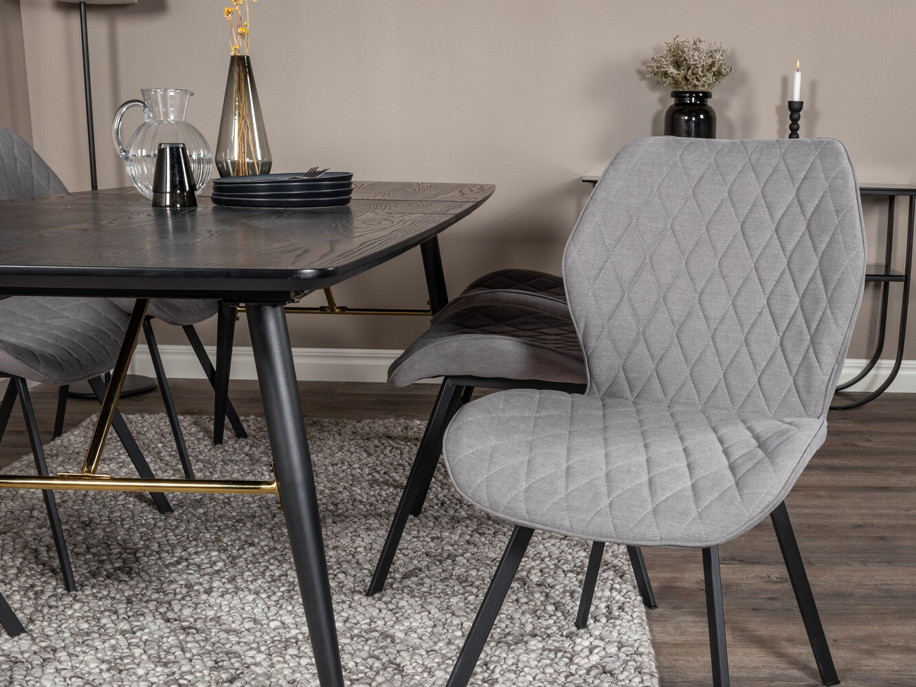 Ēdamistabas komplekts Dallas 1647 (Pelēks + Melns)