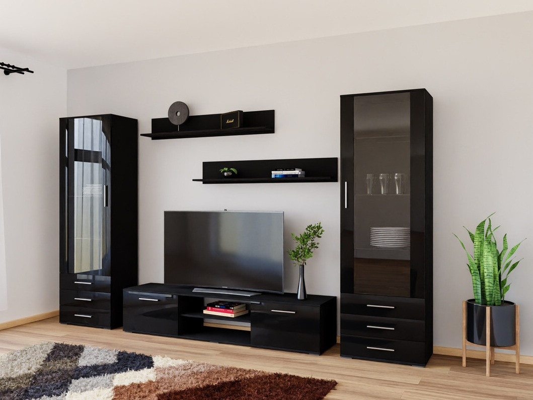 Набор для гостиной Tornola 109 (Чёрный + Глянцевый черный)