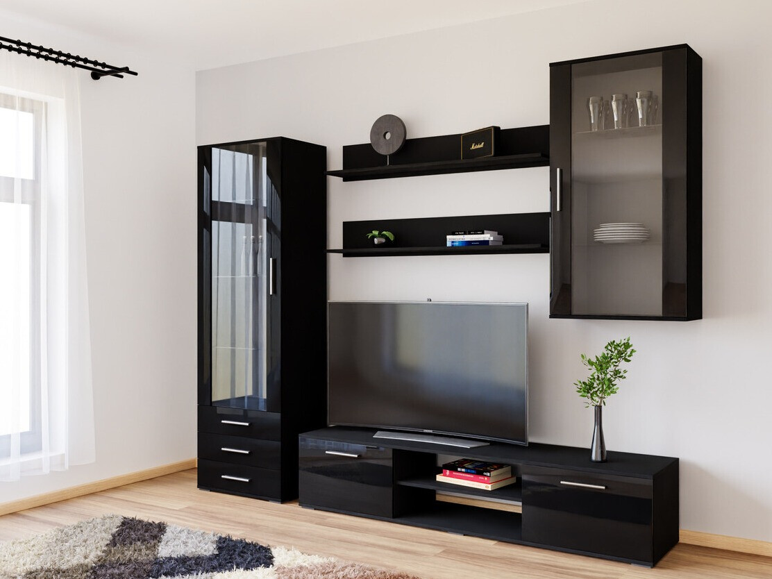 Набор для гостиной Tornola 114 (Чёрный + Глянцевый черный)