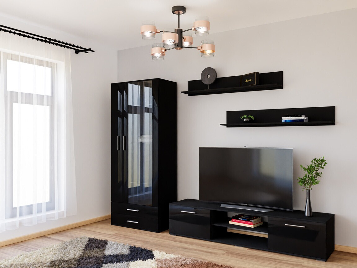 Набор для гостиной Tornola 115 (Чёрный + Глянцевый черный)