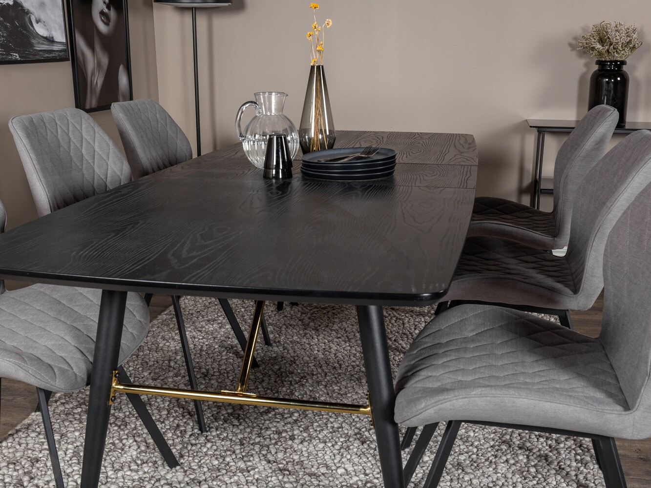 Обеденный гарнитур Dallas 1647 (Серый + Чёрный)
